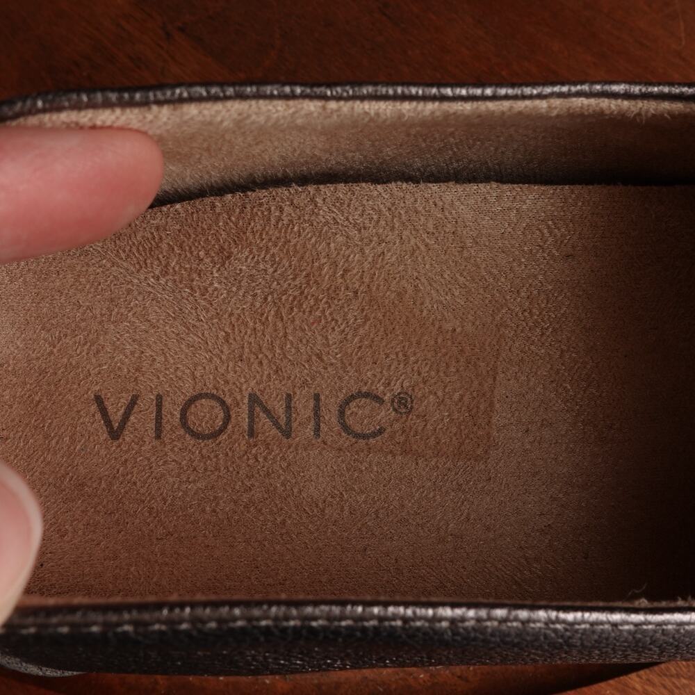 Vionic Loafers Women Size 7.5 Silver Gray Kensley Leather Preppy Comfort Shoes - Picture 11 of 13